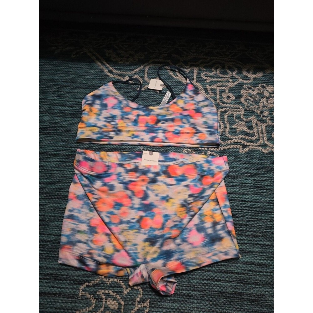 Anthropologie Lyrebird Printed Bra Top and Boy Shorts Briefs SET S/M NWT